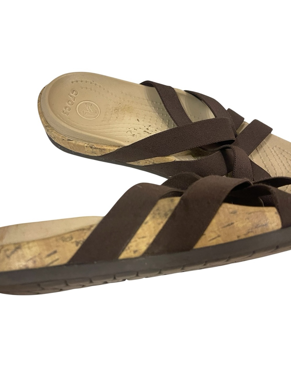Crocs Edie Stretch Brown Slip-On Woven Sandals - Picture 4 of 5